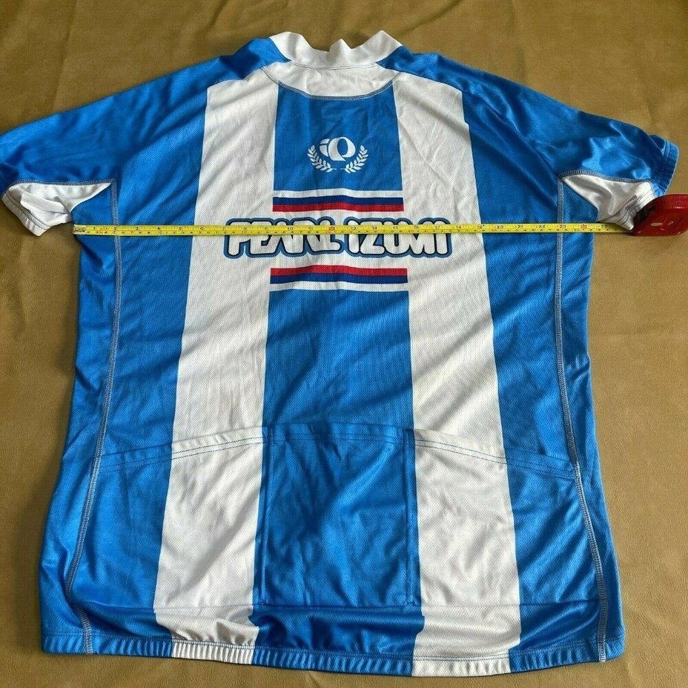 PEARL IZUMI Spellout Logo Cycling Jersey Full Zip Blue White, Size XXL - Picture 4 of 5